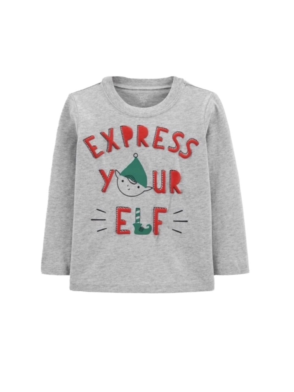 CARTER’S “EXPRESS YOUR ELF” TOP - GRAY VARIOUS SIZES (NEW WITH TAGS) A11
